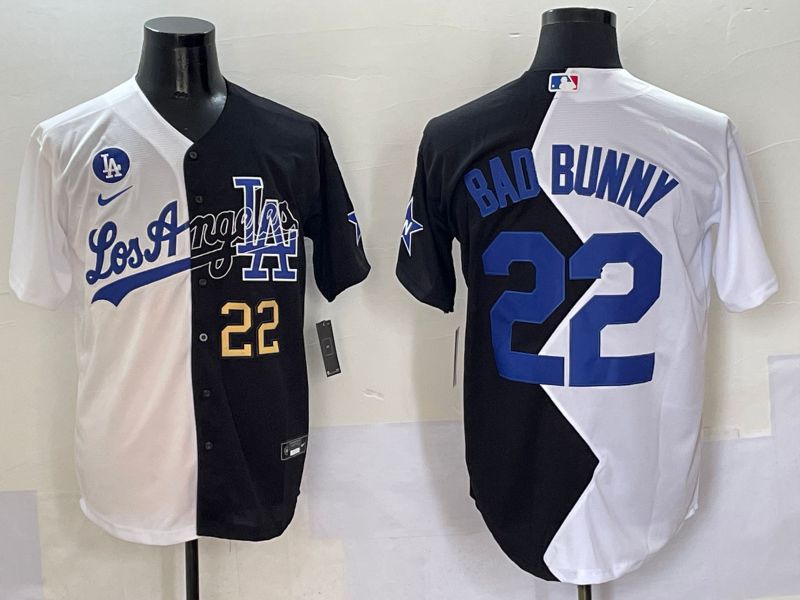 Men Los Angeles Dodgers 22 Bad bunny Black White Game Nike 2025 MLB Jersey style 4